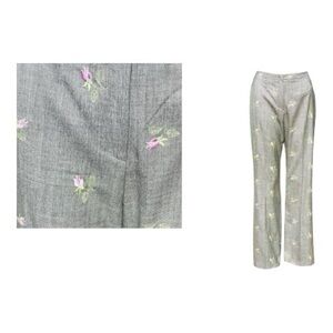 Spring and summer special ESCADA gray pants with pink flowers Sz s 🌷